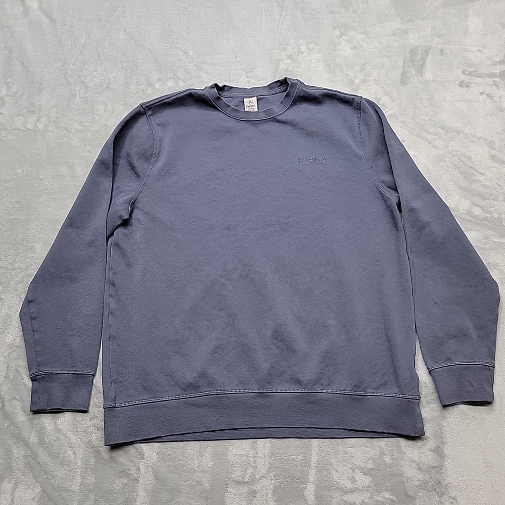 Hurley Shirt Mens Large Blue Pullover Crew Neck Long Sleeve Surf Skate Casual